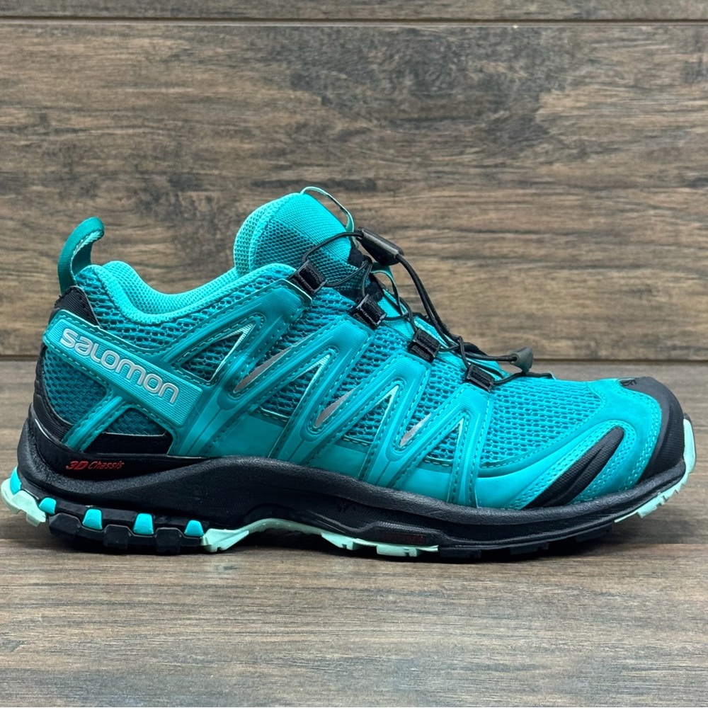 Salomon Shoes Womens 8.5 XA Pro 3D Teal Blue Trail Running Athletic 393270